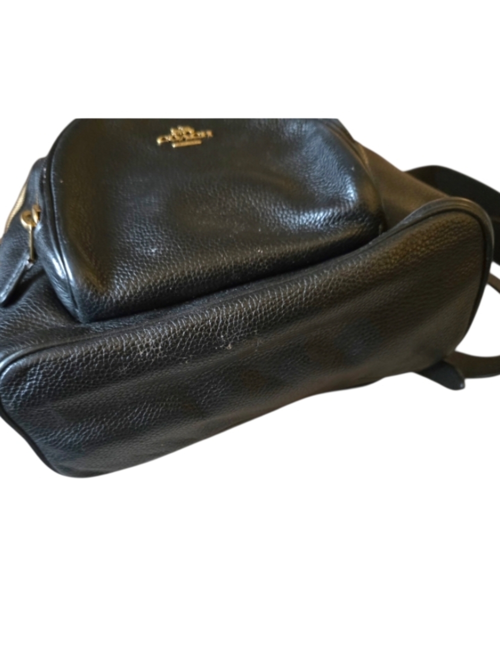 Coach Carrie 23 Black Pebbled Leather Mini Backpack with Classic Preppy Casual - Picture 5 of 9